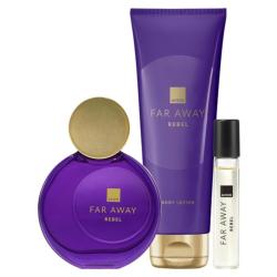 Lot 3 produits FAR AWAY REBEL eau de parfum lait hydratant et mini vapo