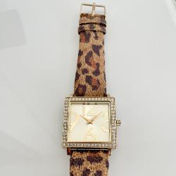 Montre léopard féline carrée Frenzy Watch dorée strass Avon 