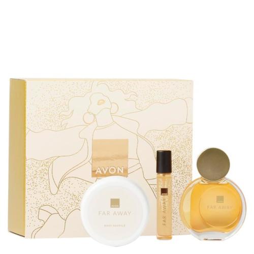 Coffret FAR AWAY Avon : eau de parfum, vapo sac 10ml & crème soufflée pour le corps